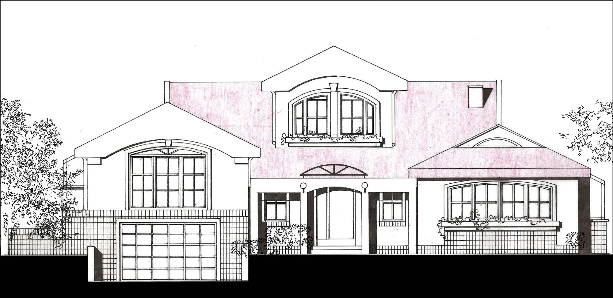 KOLUMNY — single-family house with garages — Single-family housing, AKWADRAT Studio