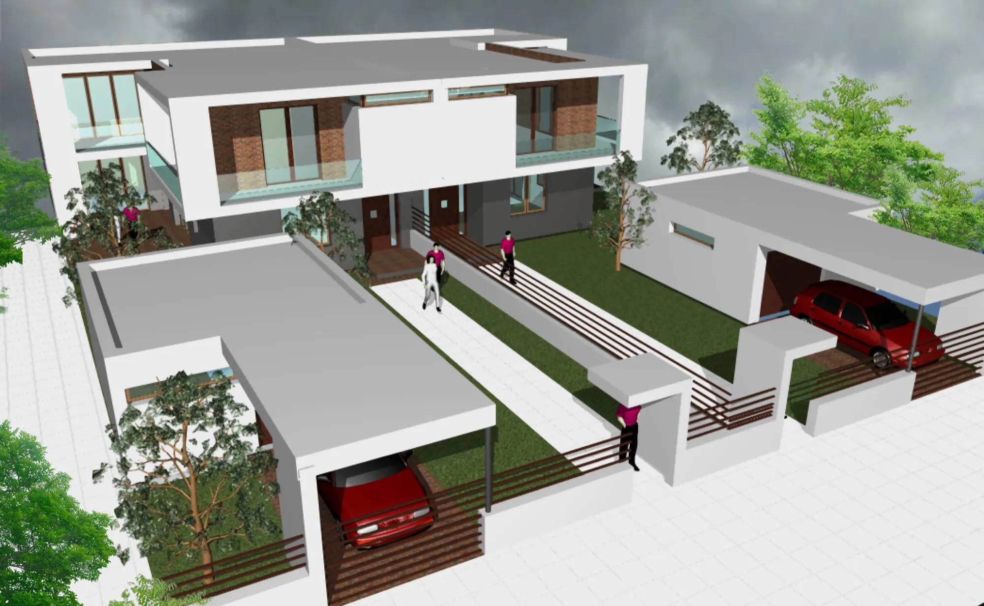 WÓJTOWSKA - zabudowa mieszkalna jednorodzinna bliźniacza z wolnstojącymi garażami — Single-family housing, AKWADRAT Studio
